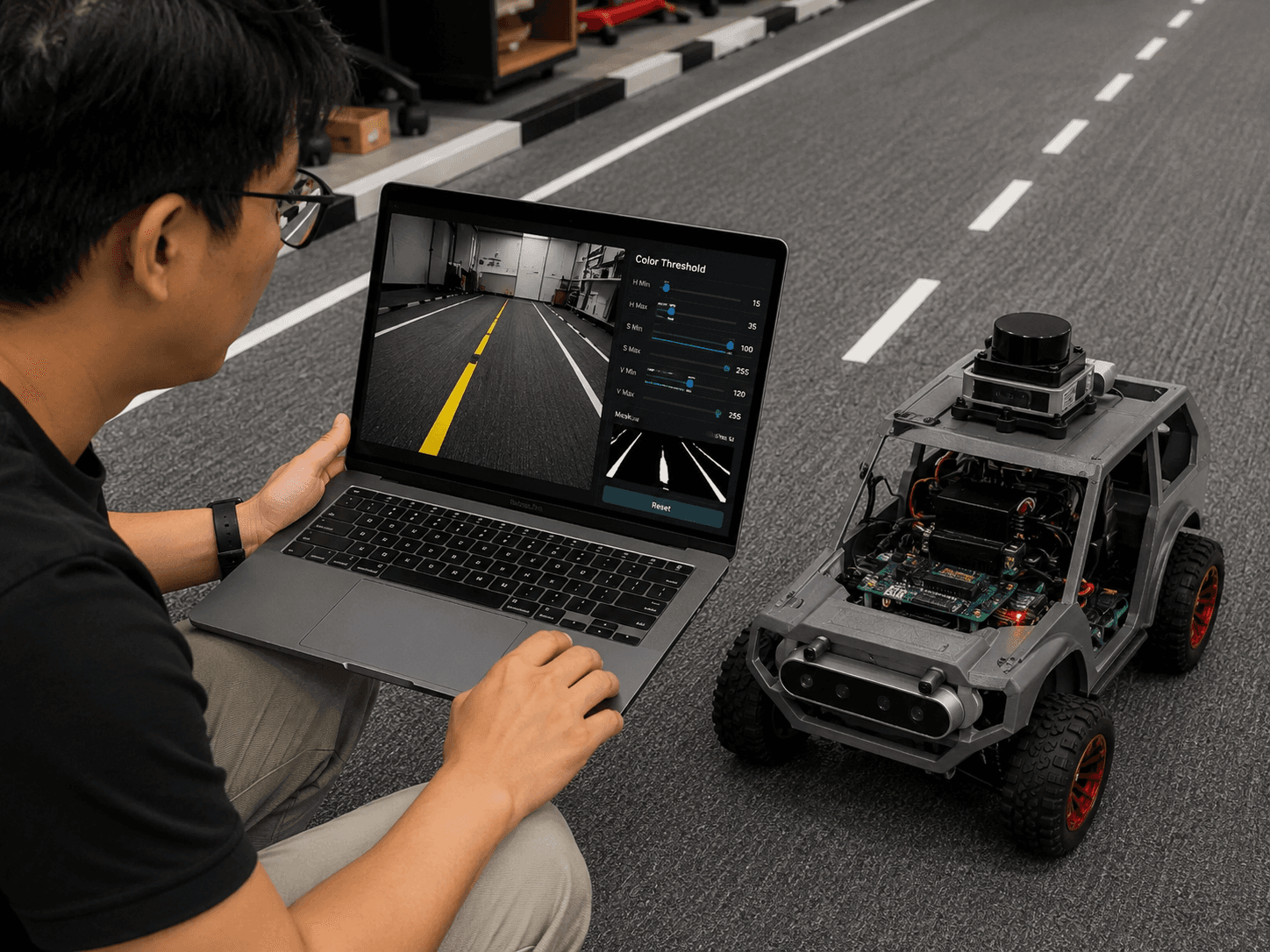 Adjusting robot vision during test run