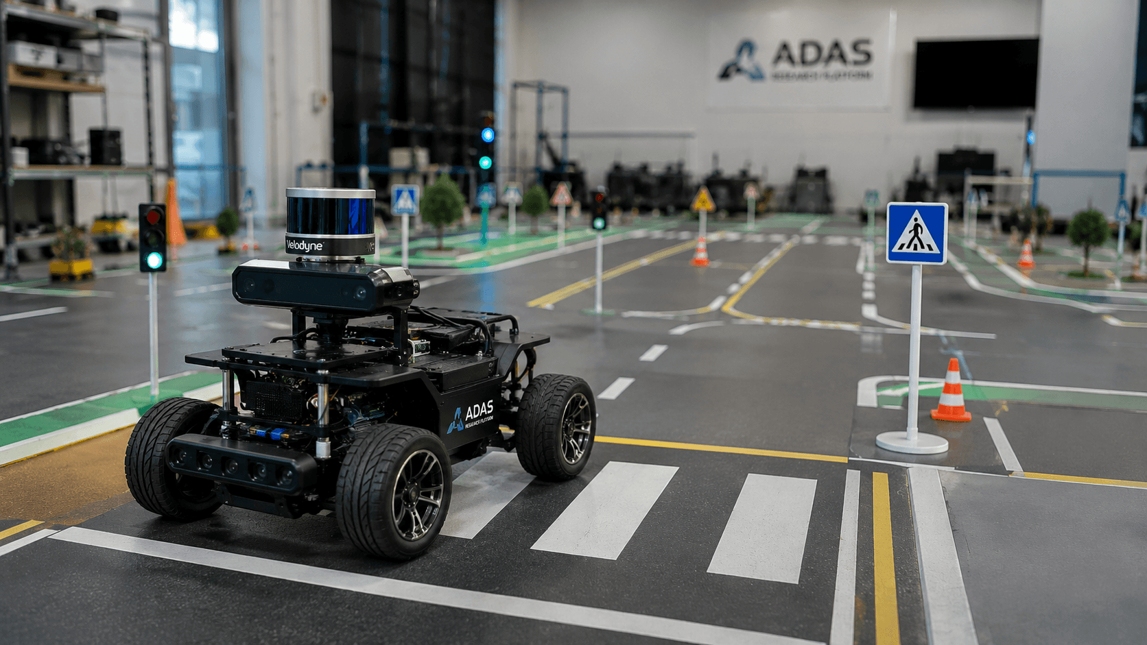 Autonomous vehicle testing track in lab