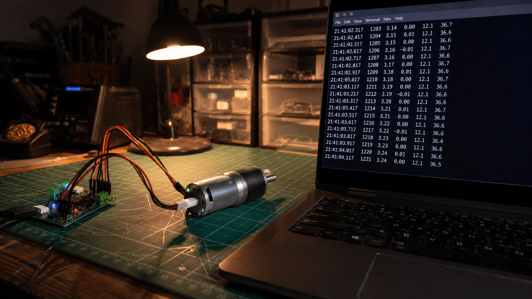 Electronics workbench with motor and terminal display