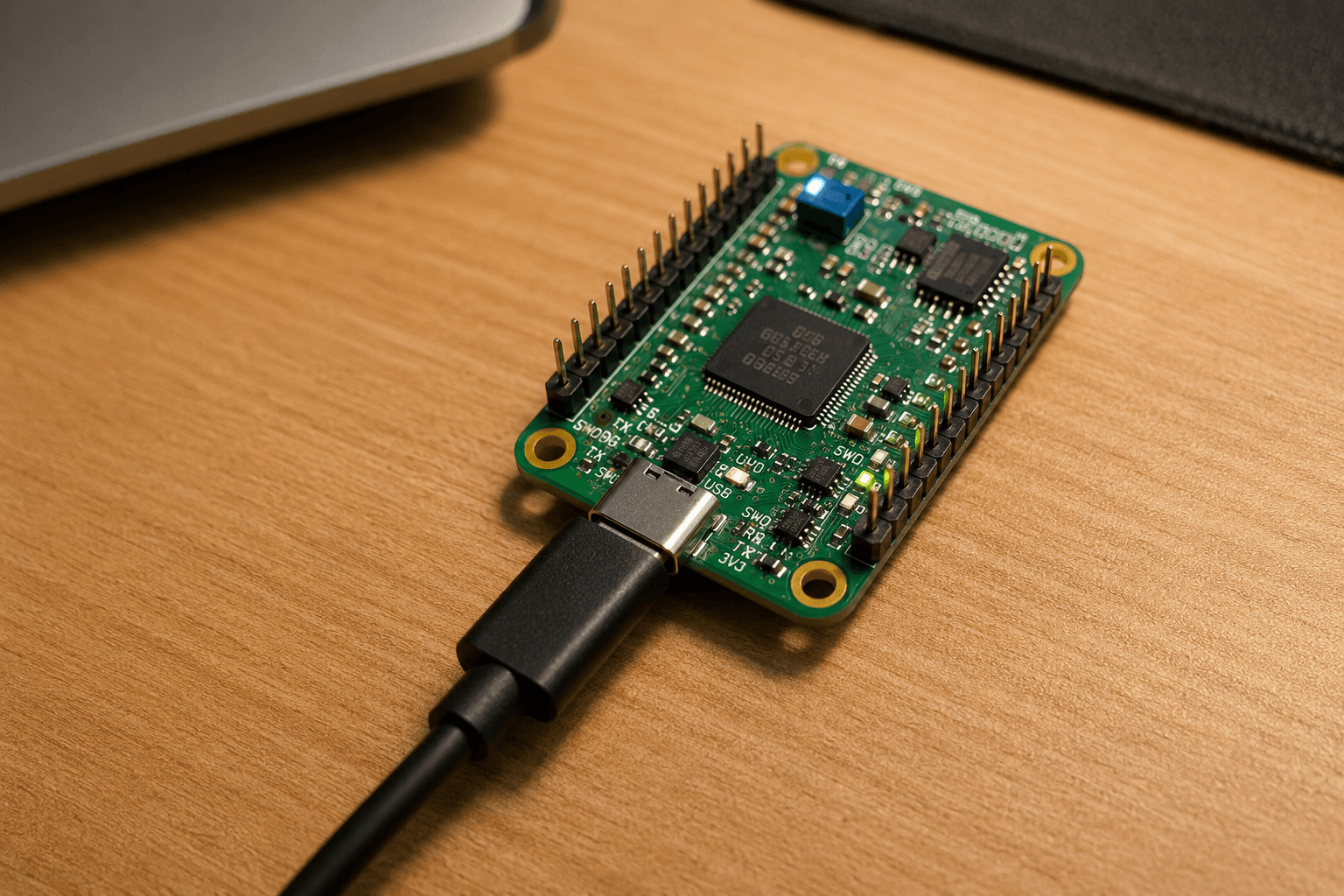 Electronics workspace with development board