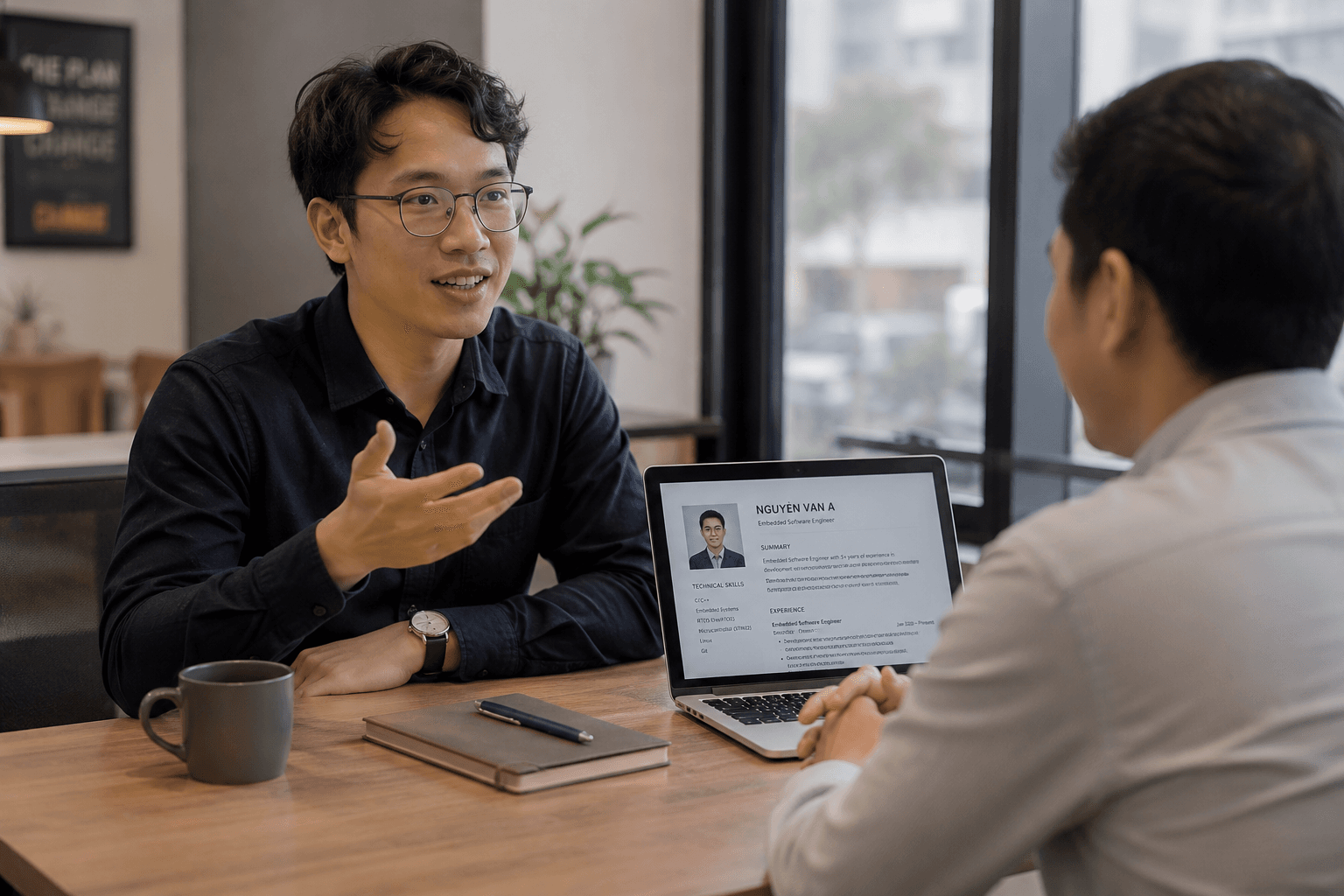 Engaging meeting over a resume review