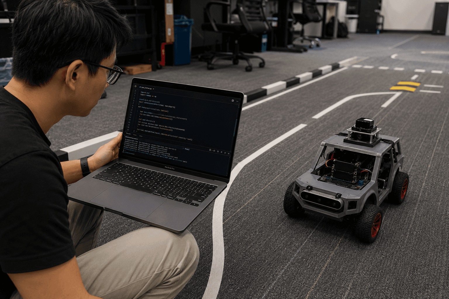 Programming a robot on track