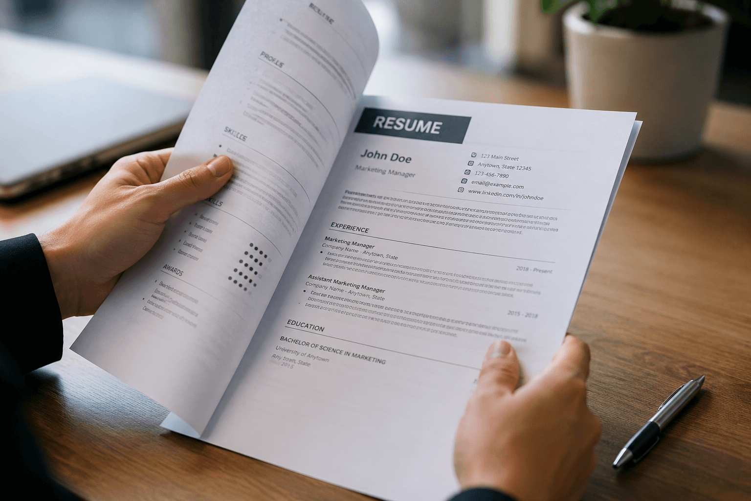 Reviewing a professional resume