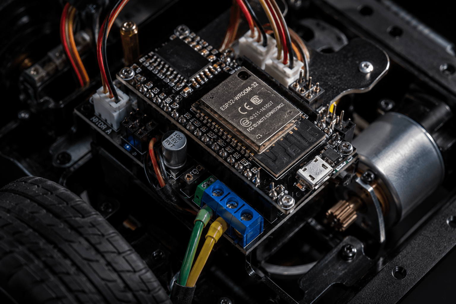 Robot chassis with electronics and wiring
