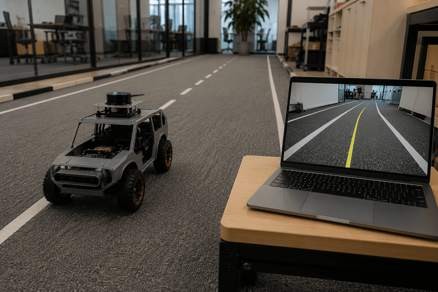 Robot test track and monitoring setup