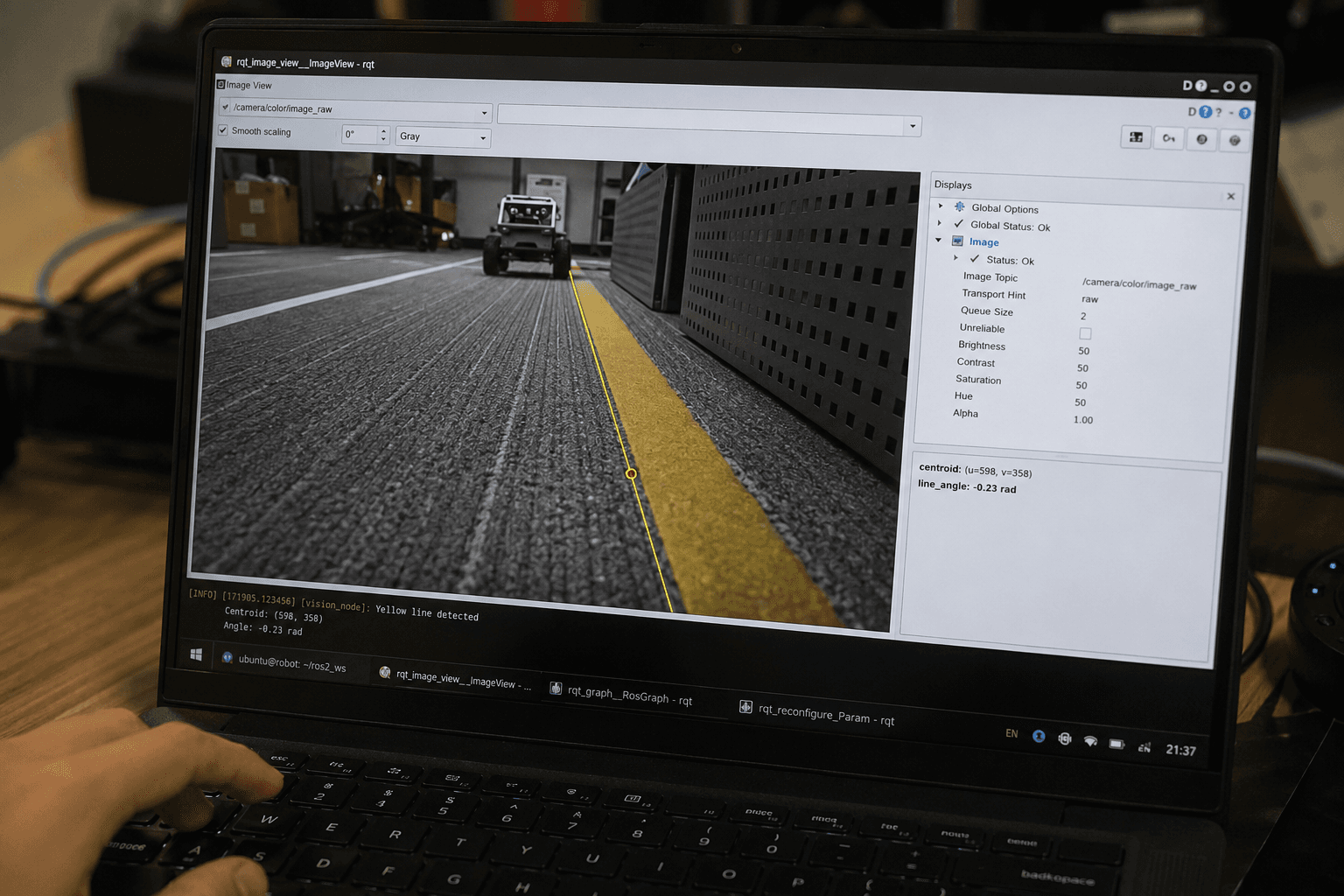 Robotics interface on laptop screen