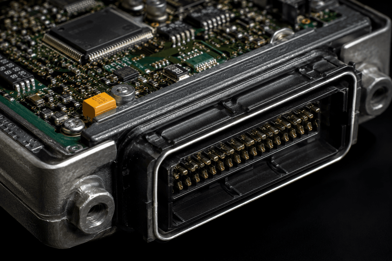 Close-up of electronic circuit components