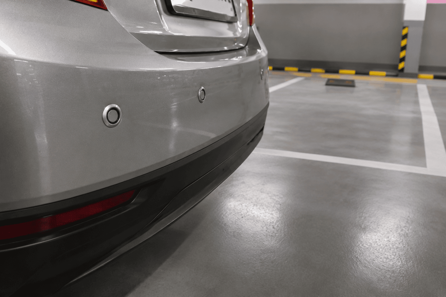 Close-up of metallic car bumper