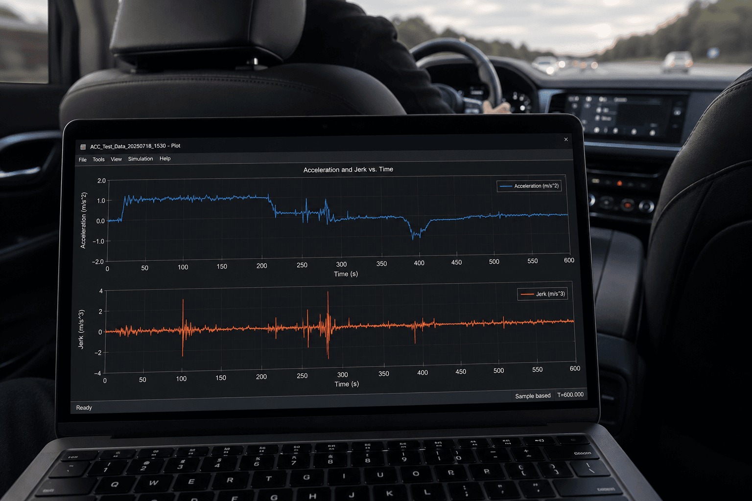 Driving while analyzing test data