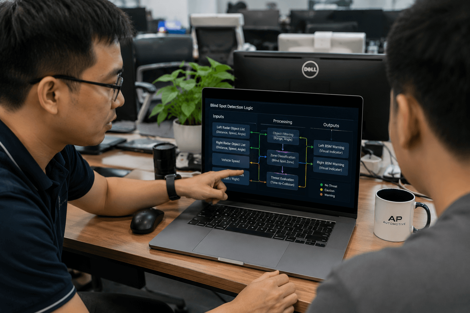 Explaining blind spot detection logic