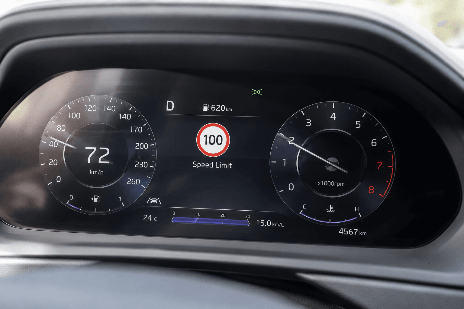 Modern car digital dashboard display