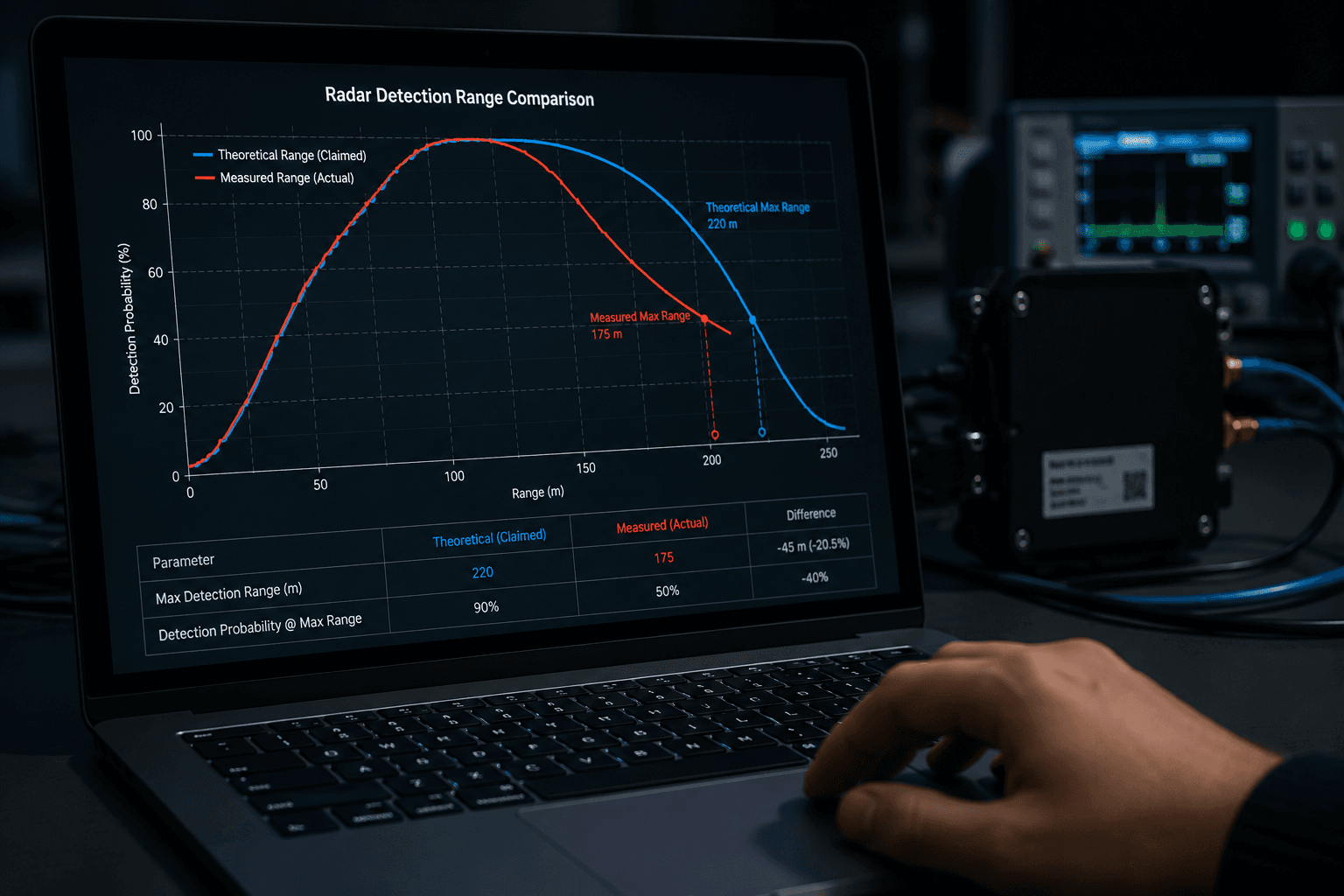 Radar detection range comparison analysis