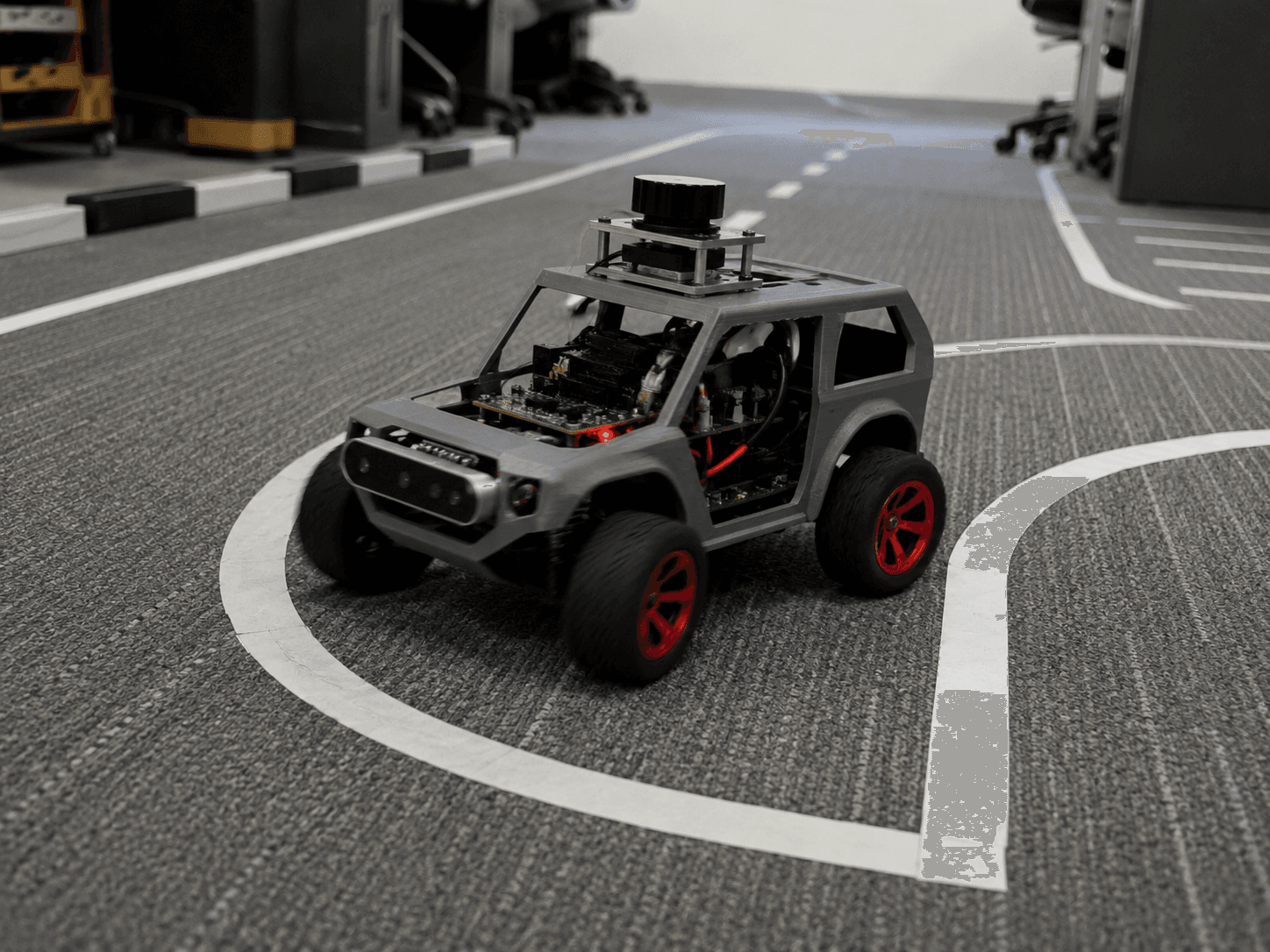 Robot car testing on track