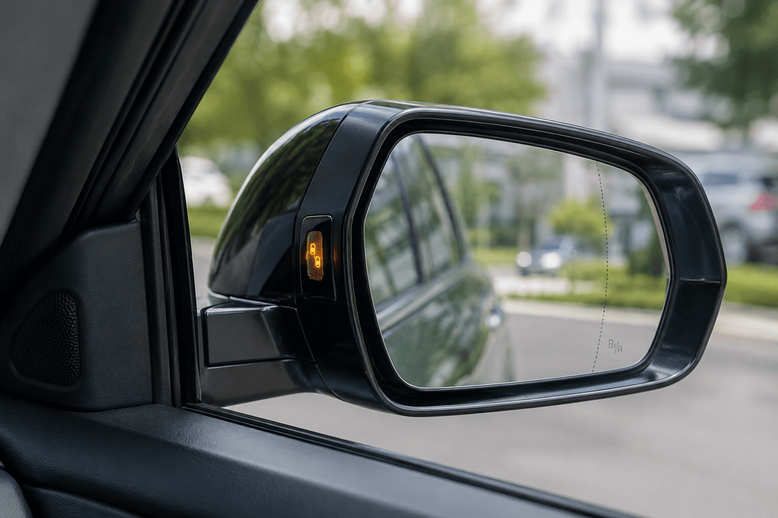 Side mirror with blind-spot indicator