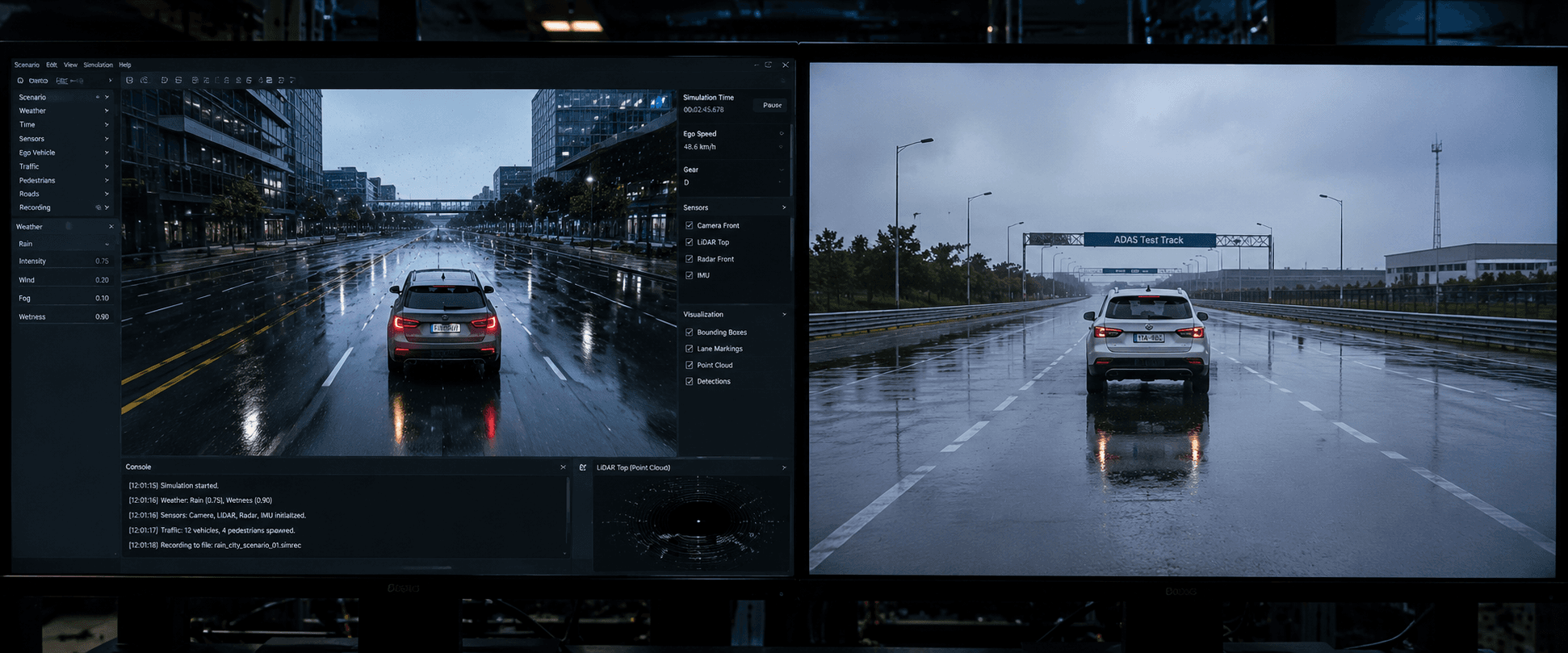 Simulated vs real-world driving test