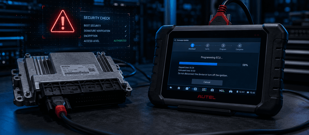 Tech workstation with ECU and warning
