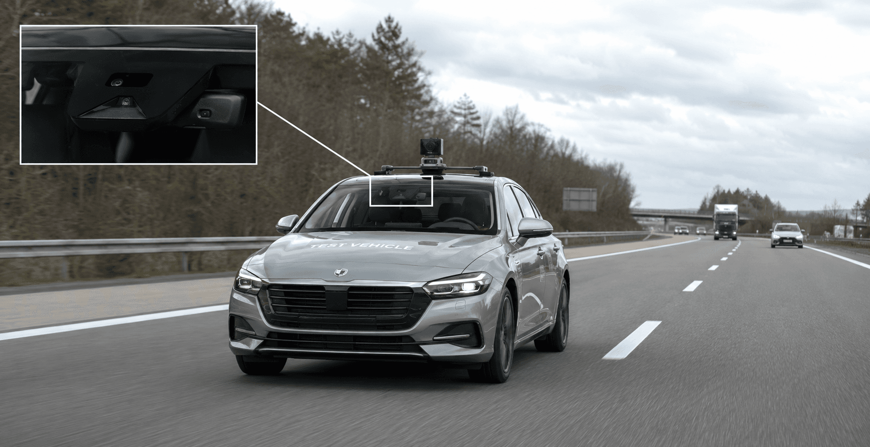 Test vehicle on open highway