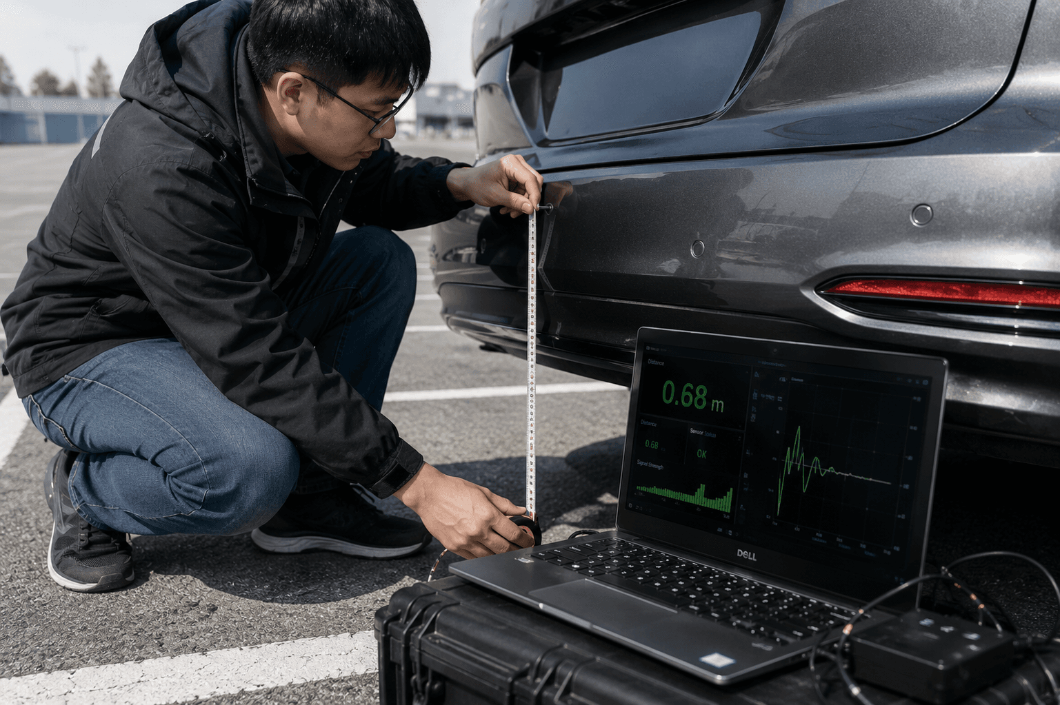 Testing parking sensor in action