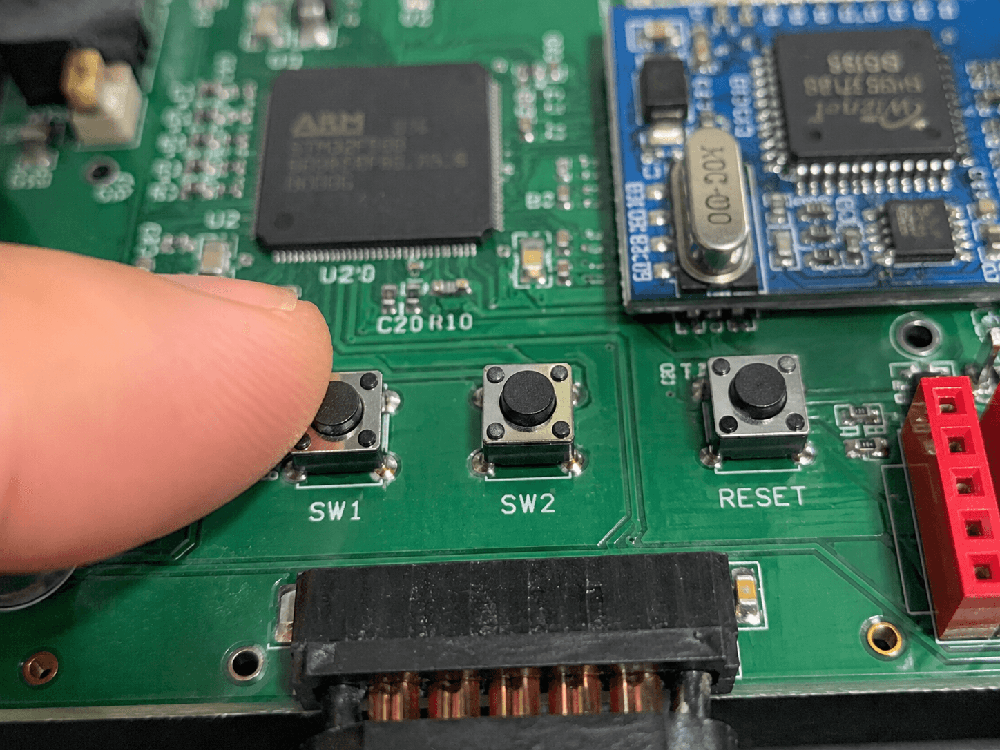 Touching the circuit board components