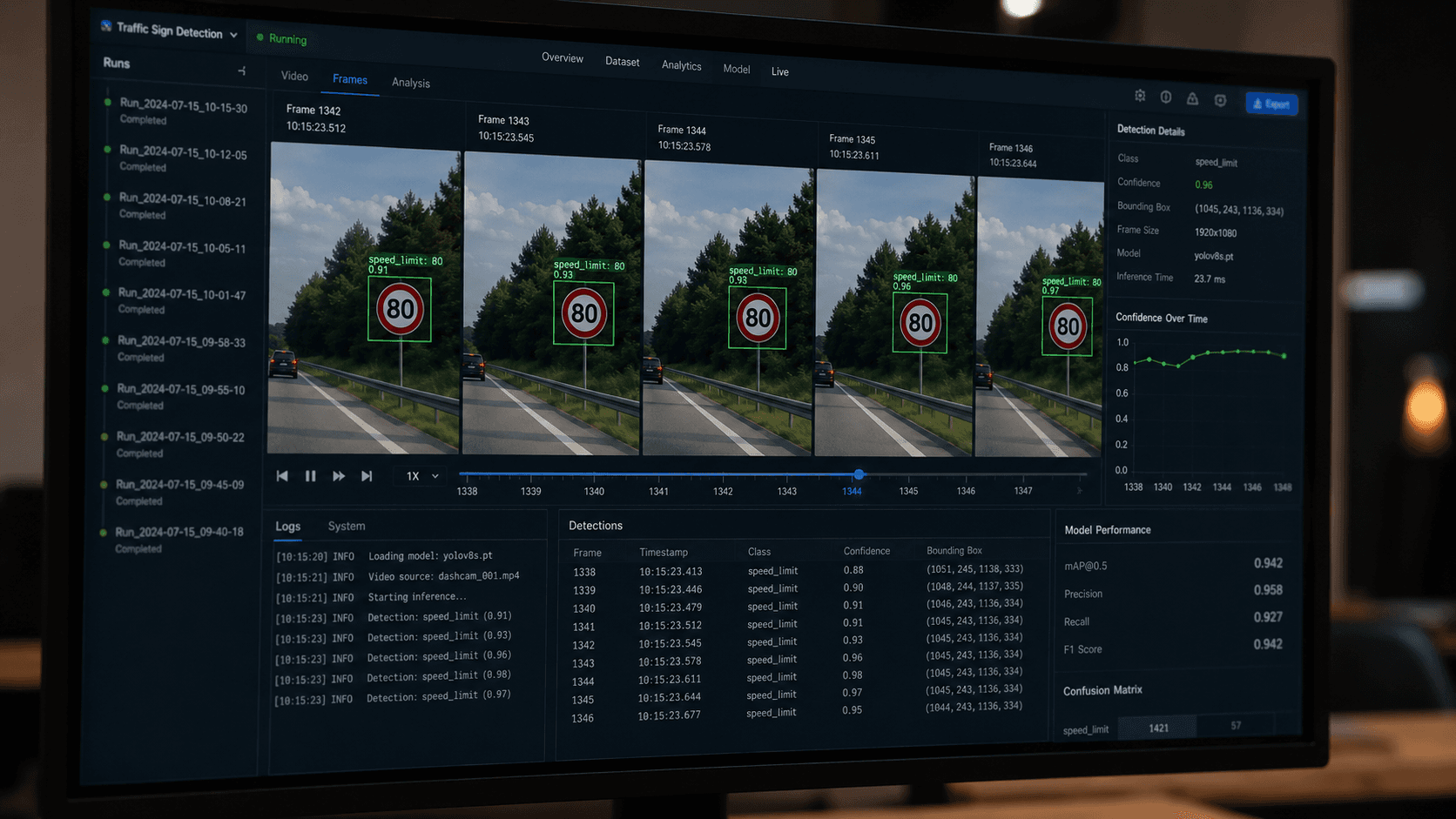 Traffic sign detection dashboard in action